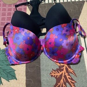Victoria's Secret Floral Bra - Black and Purple , 2 bras!